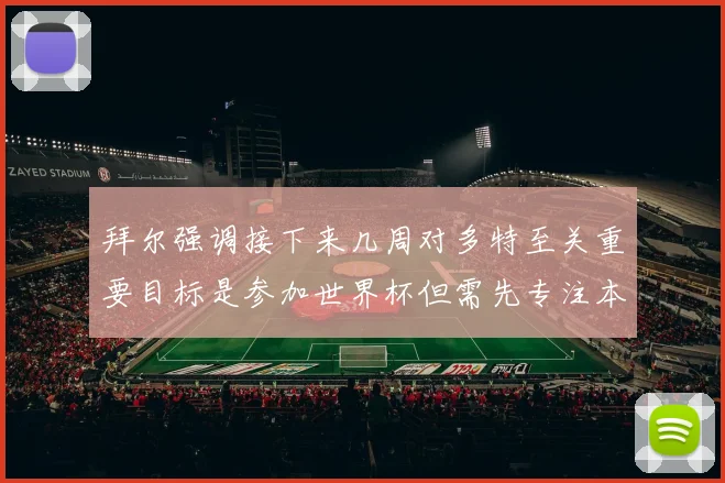 拜尔强调接下来几周对多特至关重要目标是参加世界杯但需先专注本赛季表现